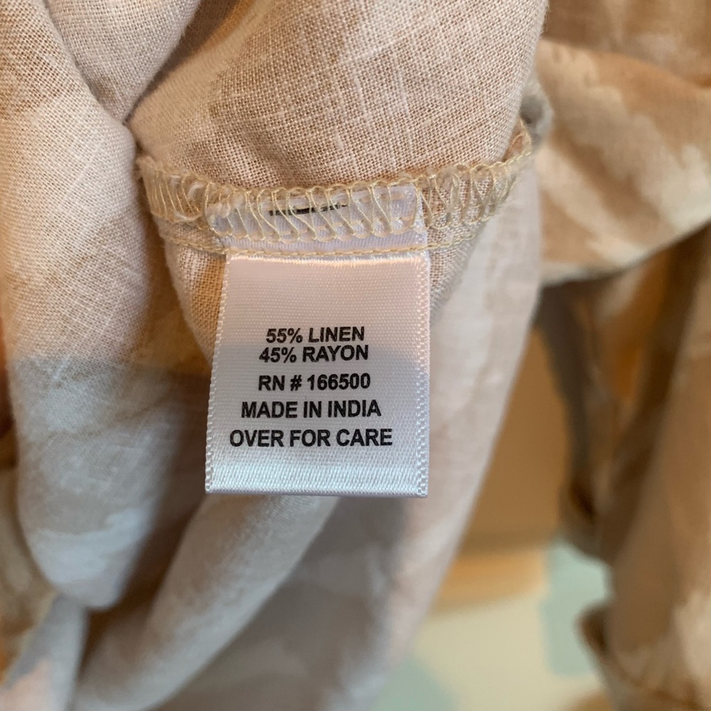 SOLD!! Emily Daniels linen blend too. Size XL, EUC. Tan and ivory. - Picture 5 of 6